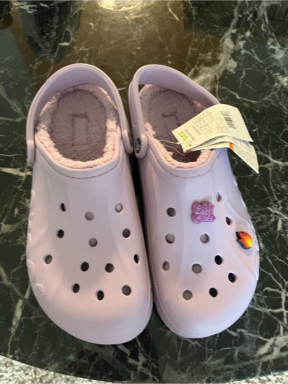 Women’s Crocs Lavender Clog Shoes with Fur Lining